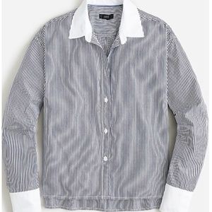 J. Crew Relaxed-fit cropped cotton poplin shirt in stripe. Size 4.